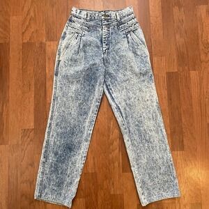 Vtg Wrangler Acid Wash Jeans High Waisted Pleated Western Made in USA NA688HW